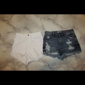 2 PAIR Denim high waisted shorts assorted colors